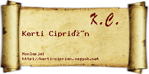 Kerti Ciprián névjegykártya